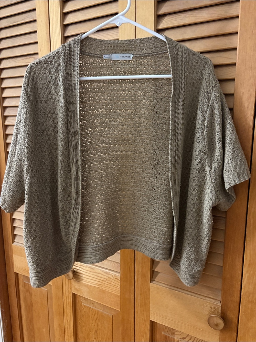 Maurices Tan Open-Front Short Sleeve Knit Cardigan